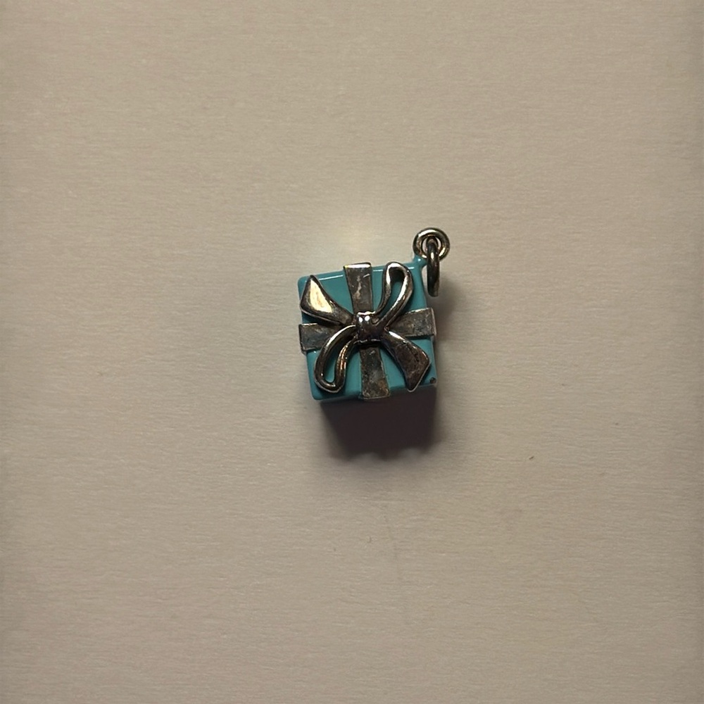 Tiffany & Co. Sterling Gift Box Present Blue Enamel Charm Pendant - Germany